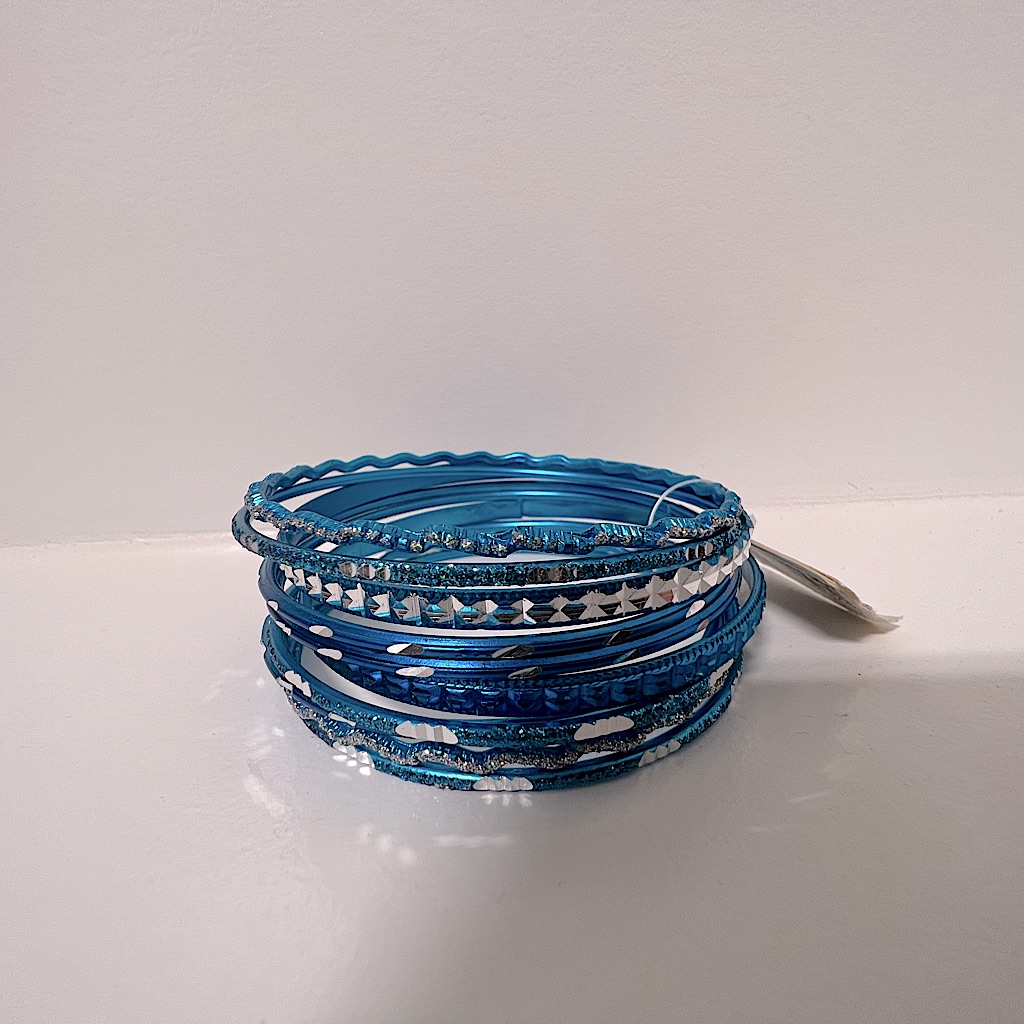 Blue Sparkly Stackable Bangle Set - New